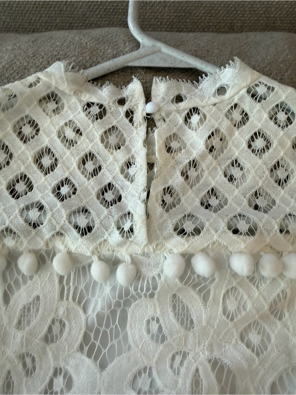 SHEIN White Crochet Lace Pom-Pom Trim Mini Dress - Picture 7 of 10